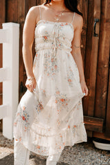 Peach Please Sleeveless Floral Midi Dress (Cream/Multi)
