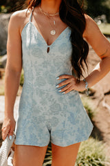 Rouge Rules Sleeveless Floral Denim Romper (Light)