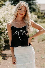 The Air I Breathe Linen Shoulder Tie Tank Top (Black)