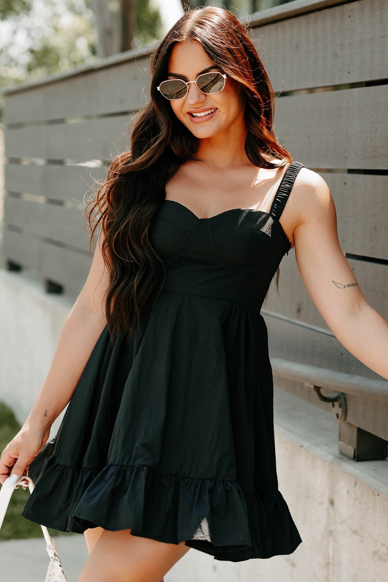 Dahlia Dreams Sleeveless Mini Dress (Black)