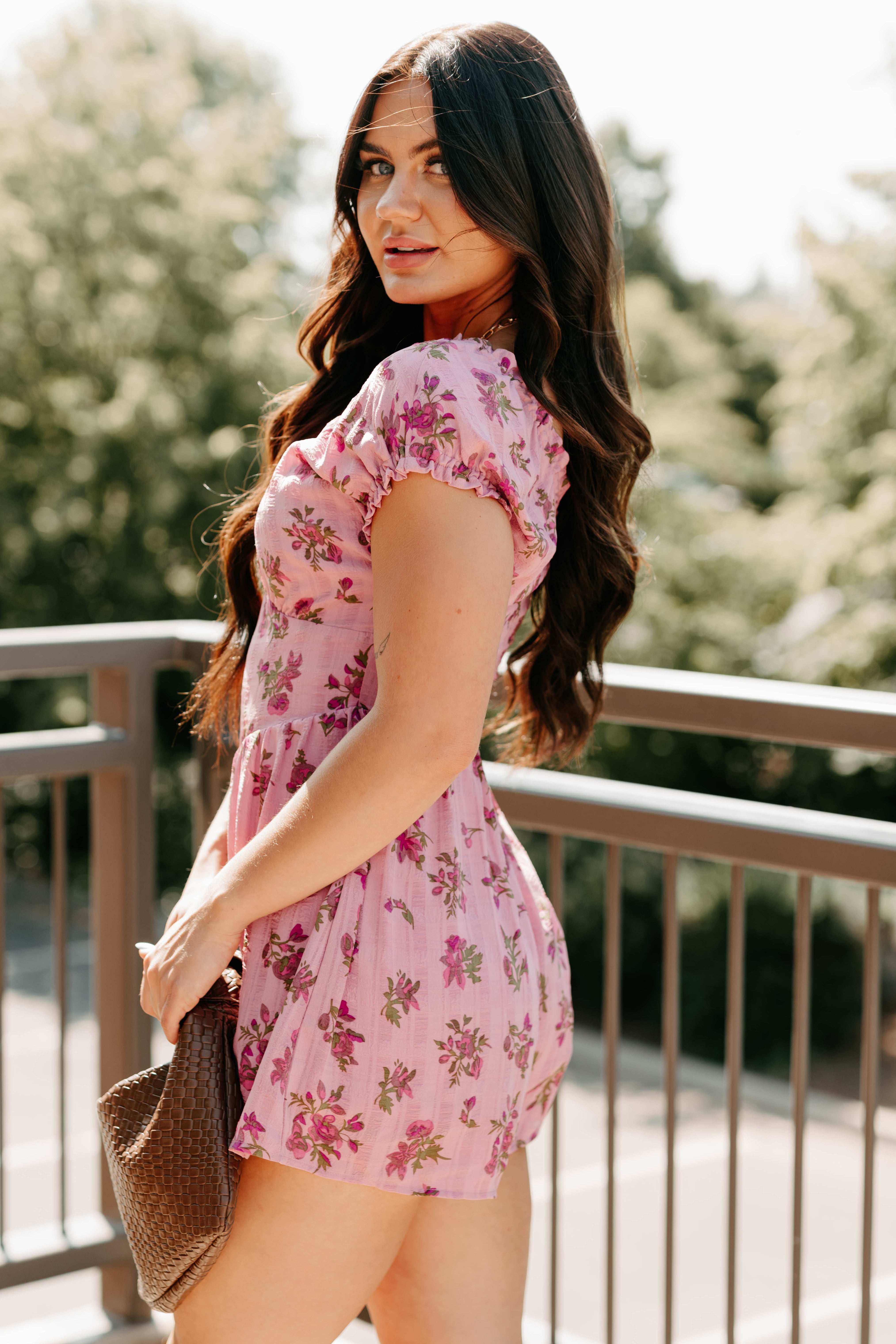 Bloom For You Short Sleeve Floral Romper (Pink)