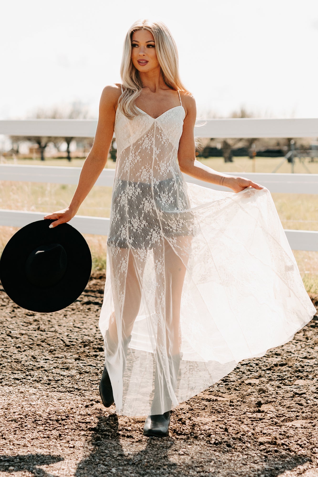 Glamorous Edge Floral Lace Maxi Dress (Cream)