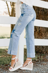 Freya Star & Heart Patch Saige Denim Jeans (Light)