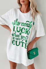 "When You're This Cute" Sequin Mini Dress (White)