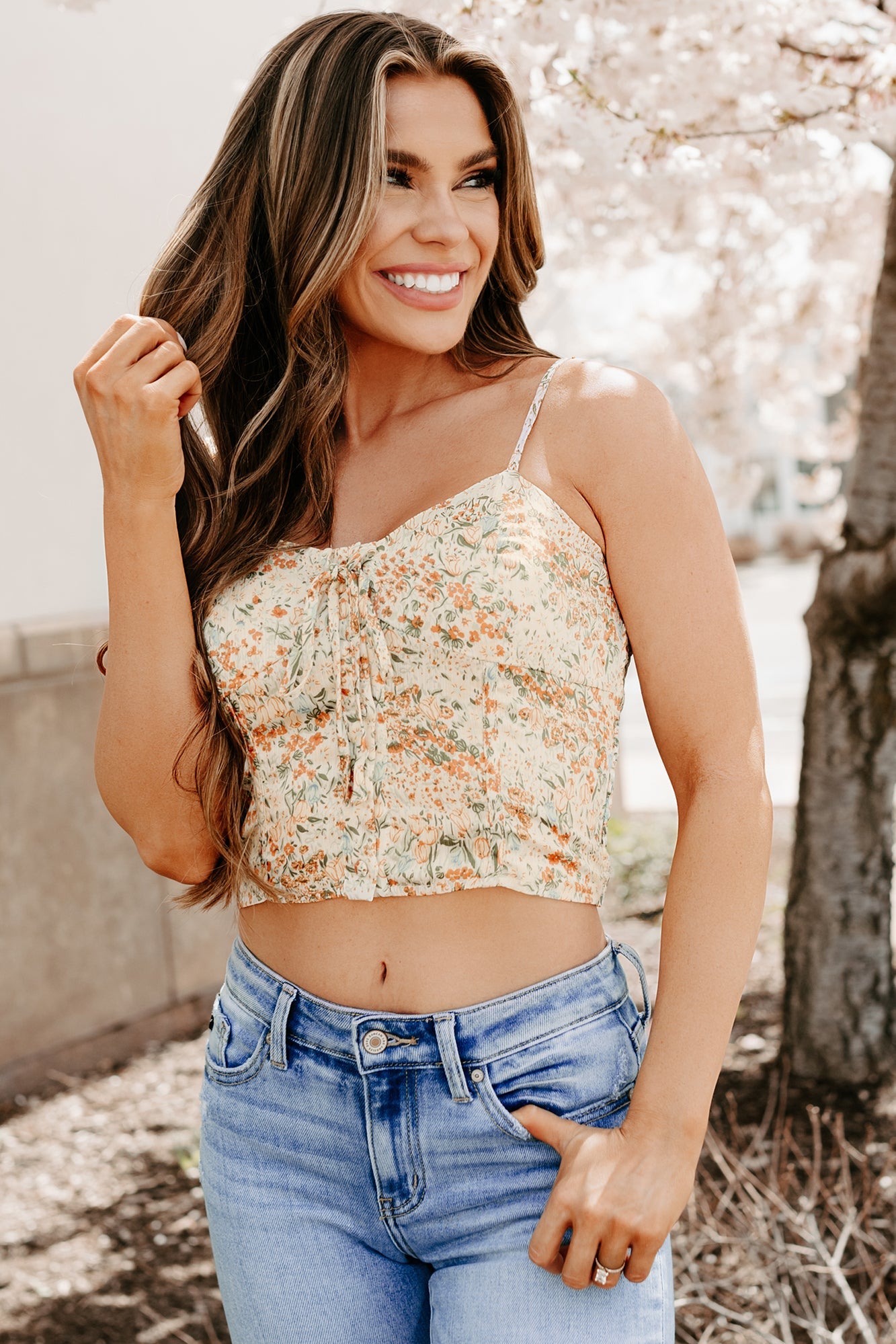 Earthy Bliss Floral Tank Top (Lemon/Orange)