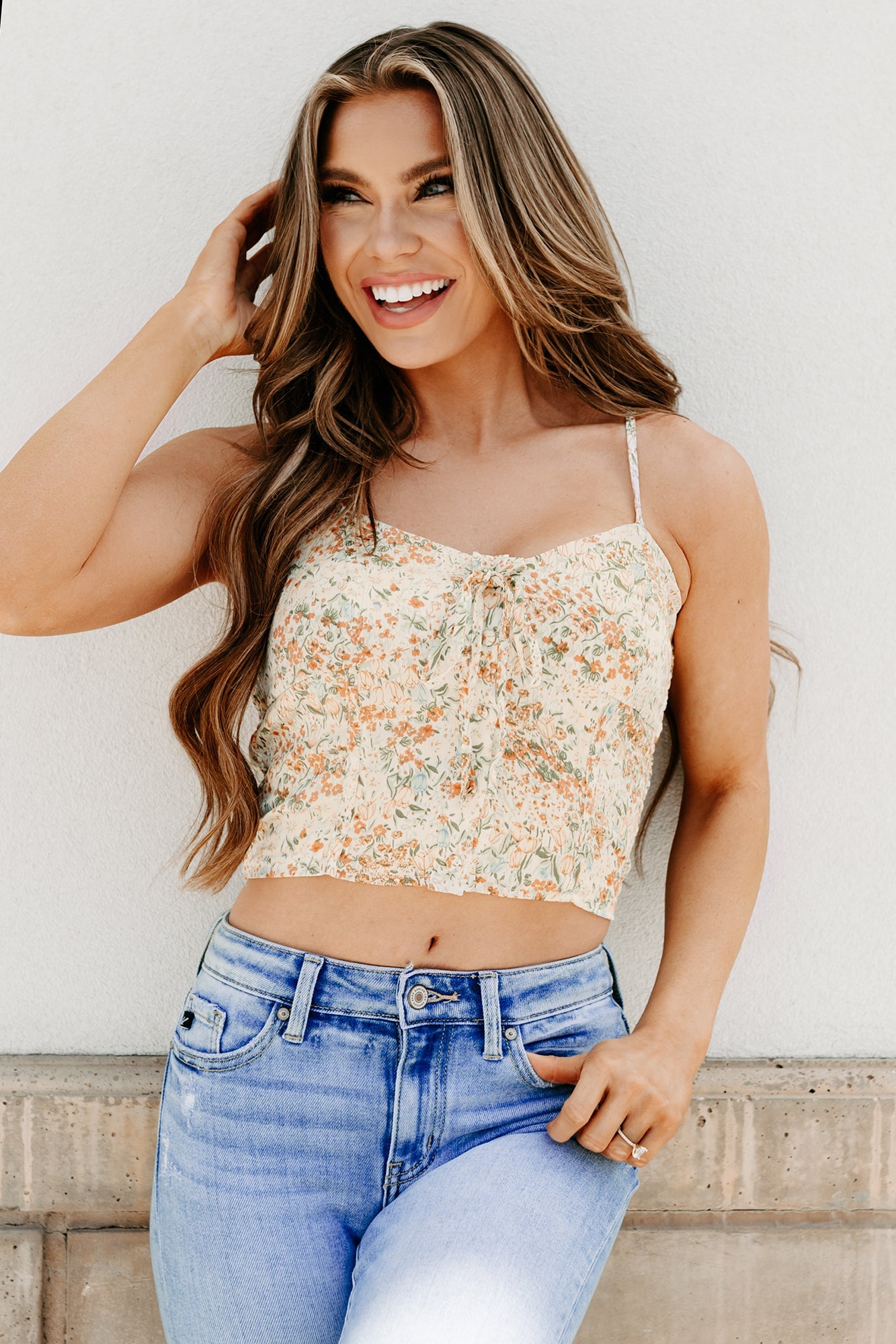 Earthy Bliss Floral Tank Top (Lemon/Orange)