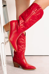 Cowgirl Glow Pointed Toe Western Boots (Red)