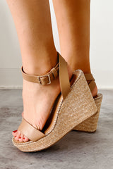 High-End Aura Espadrille Ankle Strap Wedges (Natural)