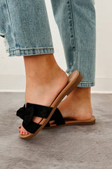 Glam Goals H Cut Bow Strap Sandals (Black)