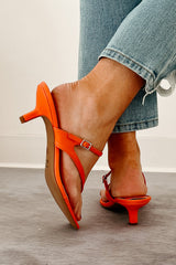 Rosy Whispers Thong Strap Kitten Heels (Orange)