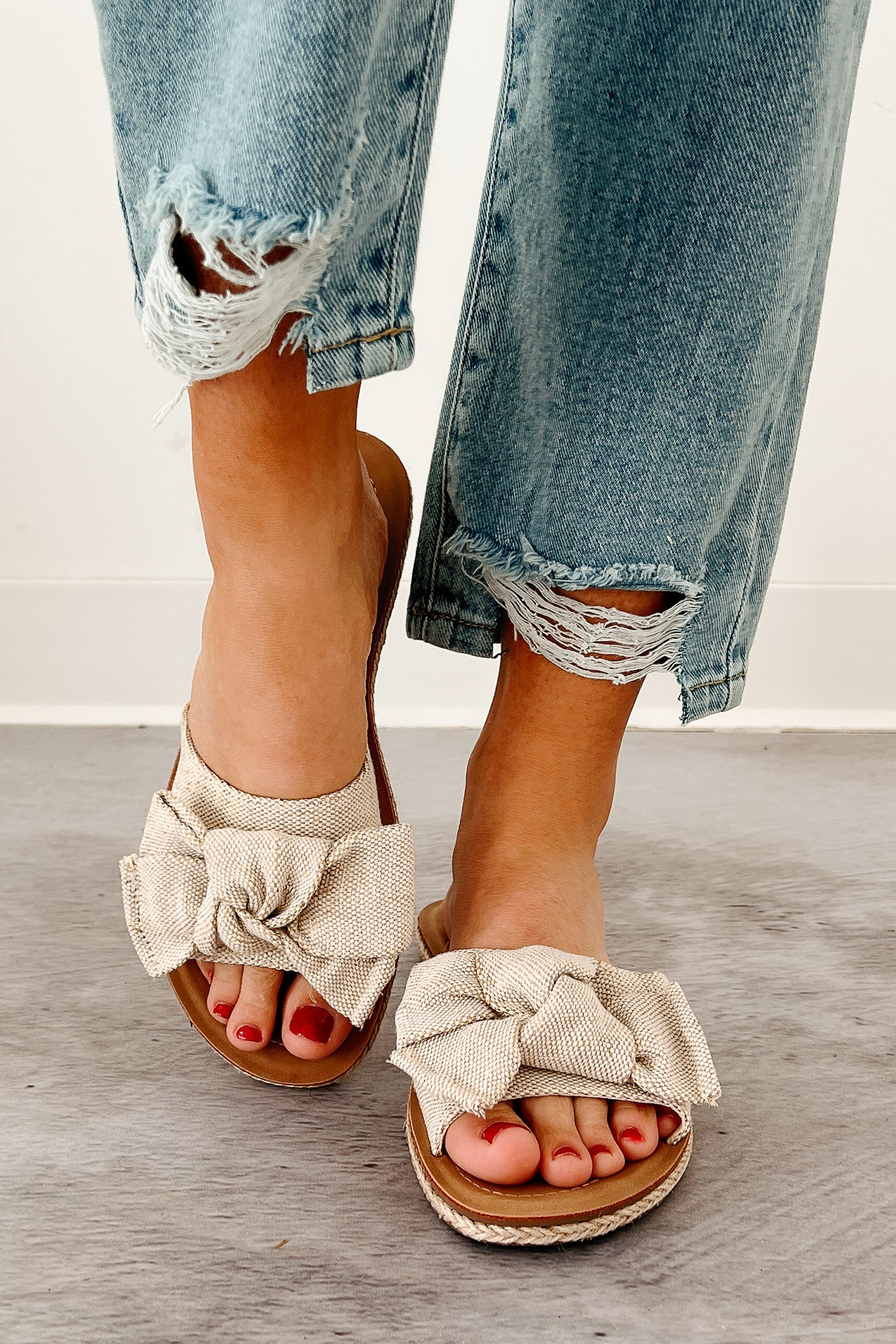 Radiate Purpose Bow Strap Sandals (Beige)