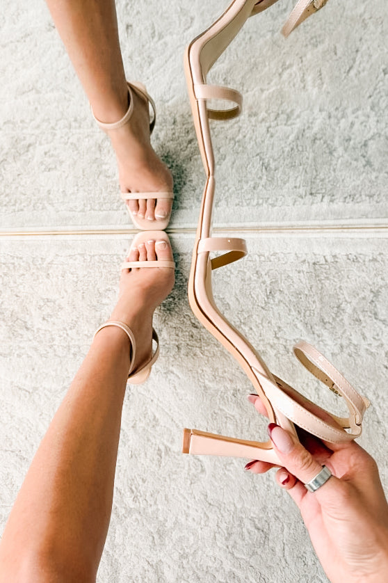 Deal With Me Ankle Strap High Heels (Nude)