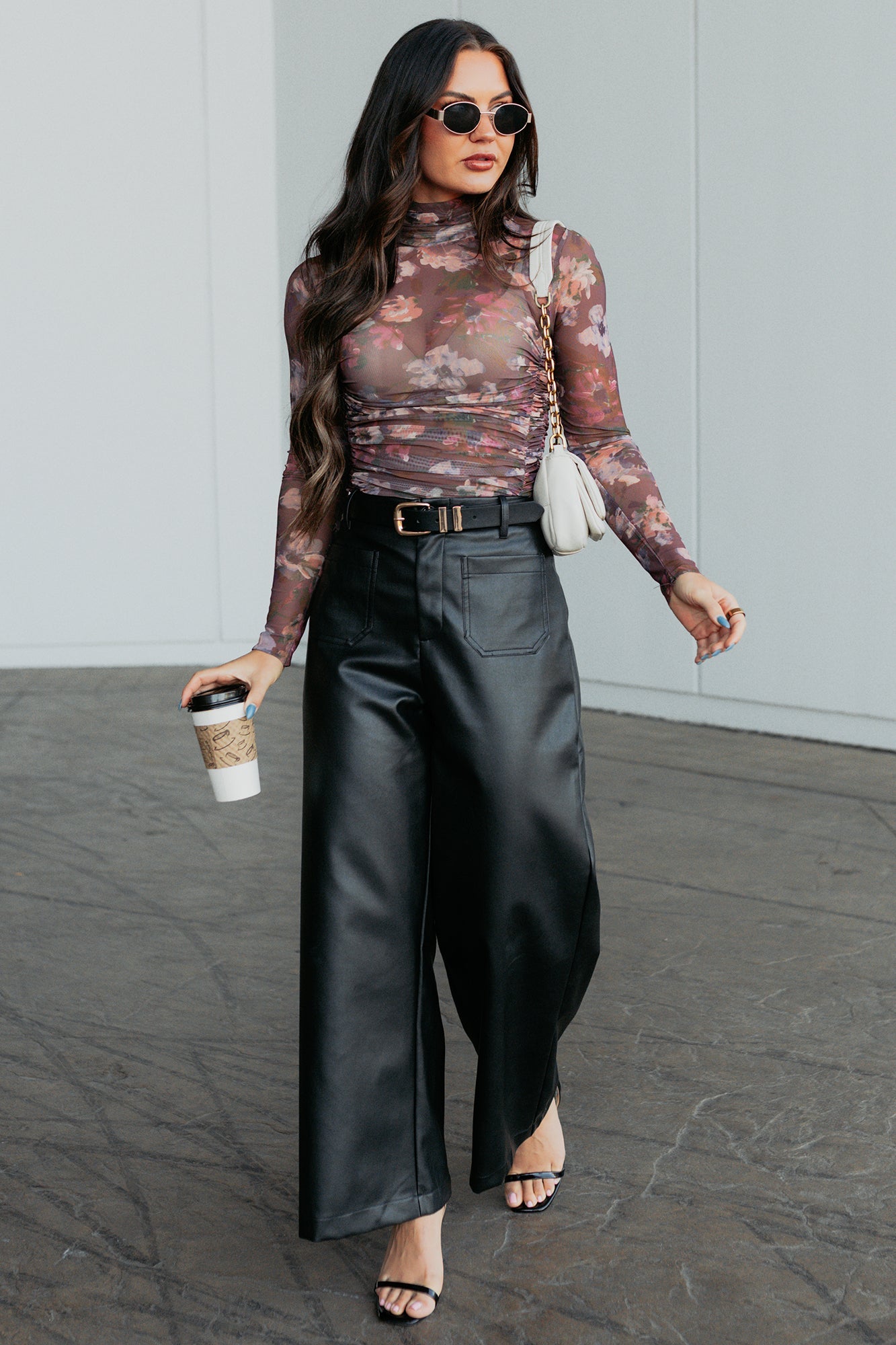More Than Usual Wide-Leg Faux Leather Pant (Black)