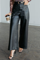 More Than Usual Wide-Leg Faux Leather Pant (Black)