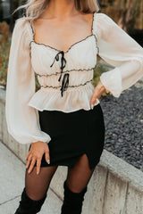 Cute With It Sweetheart Neck Bow Detail Top (Ivory)