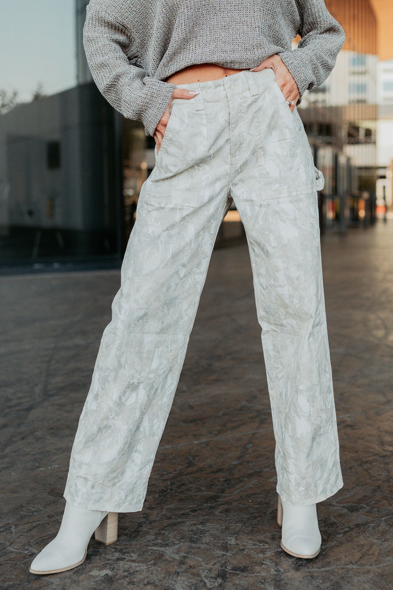 True Authority High Rise Wide Leg Pants (Camo)