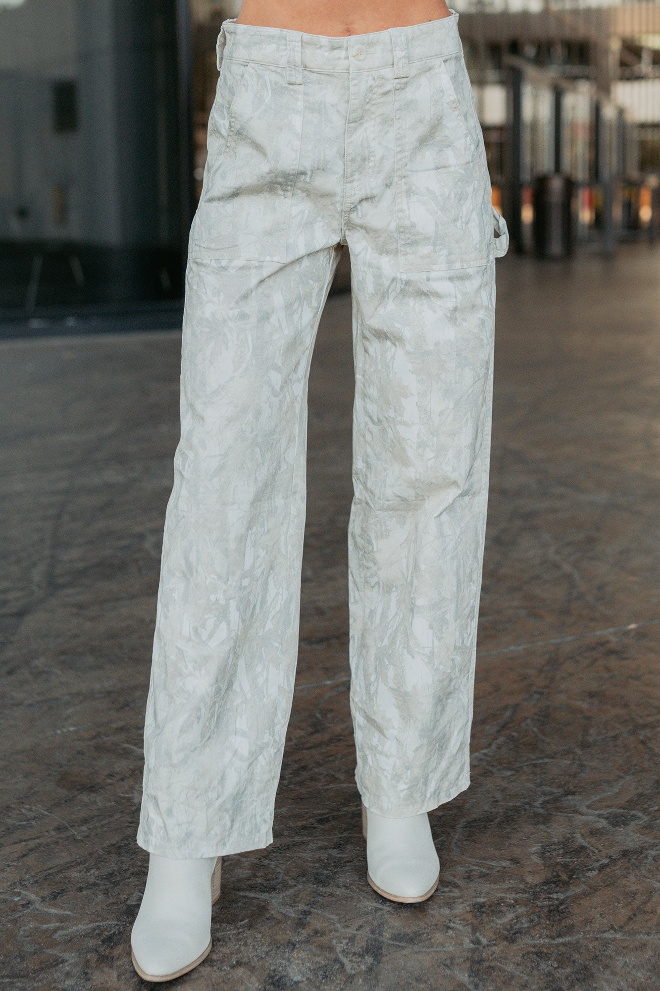 True Authority High Rise Wide Leg Pants (Camo)