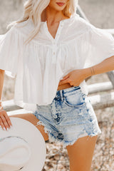 Carefree Bliss Embroidered Flowy Top (Off White)