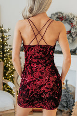 Born Ready Sleeveless Sequin Mini Dress (Burgundy)